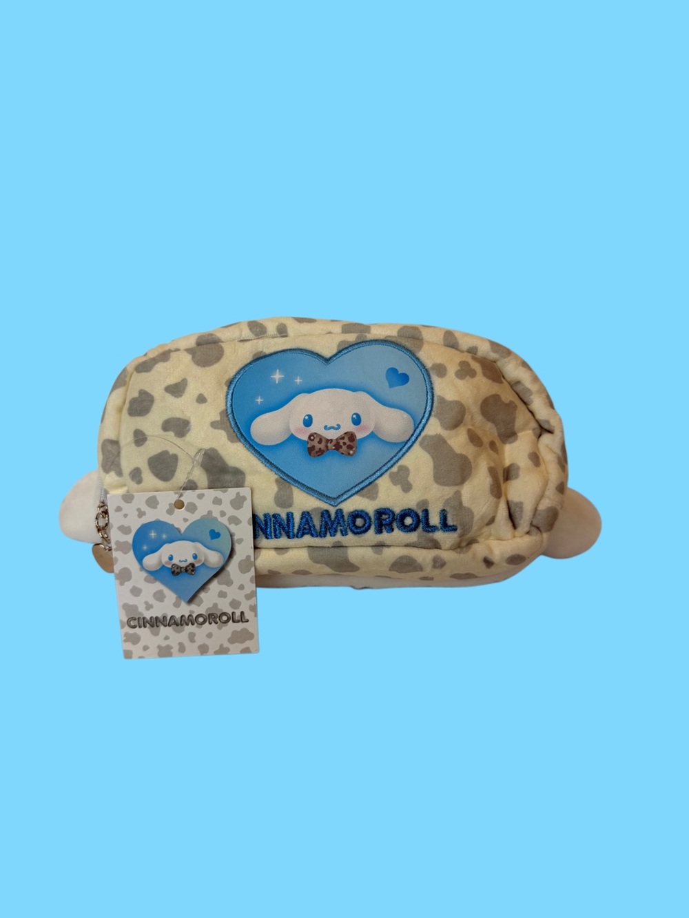 Cinnamoroll Plush Cosmetic or Pencil Pouch in Cream & Gray